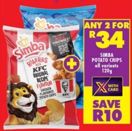 Any 2 Simba Potato Chips all variants 120g