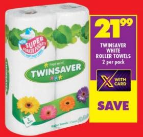 Twinsaver White Roller Towels 2 per pack