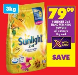 Sunlight 2in1 Hand Washing Powder All Variants 3kg