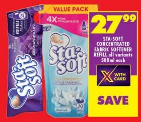 Sta-Soft Concentrated Fabric Softener Refill all variants 500ml Each