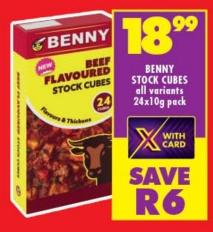 Benny Beef Flavoured Stock Cubes 24x10g pack