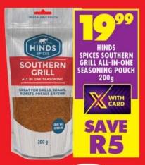 HINDS Spices Southern Grill All-In-One Seasoning Pouch 200g