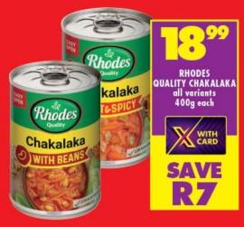 Rhodes Quality Chakalaka all variants 400g each