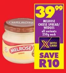 Melrose Cheese Spread/Wedges All Variants 250g Each