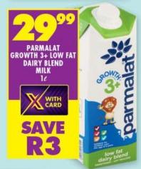 Parmalat Growth 3+ Low Fat Dairy Blend Milk 1L