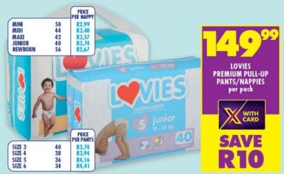 LOVIES Premium Pull-Up Pants/Nappies Per Pack