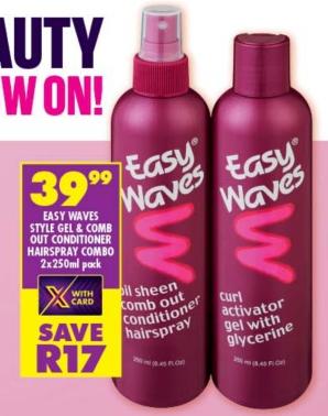 Easy Waves Style Gel & Comb Out Conditioner Hairspray Combo 2x250ml pack