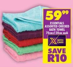 Essentials Assorted Checked Bath Towel