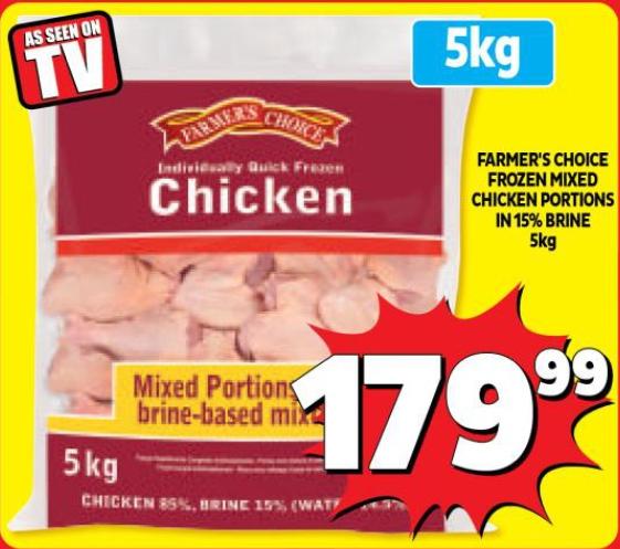 Farmer's Choice Frozen Mixed Chicken Portions in 15% Brine 5kg