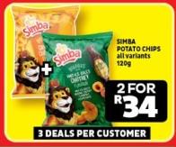 Simba Potato Chips all variants 120g