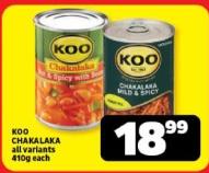 KOO Chakalaka all variants 410g each