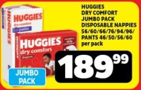 Huggies Dry Comfort Jumbo Pack Disposable Nappies