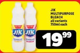 JIK Multipurpose Bleach all variants 750ml each