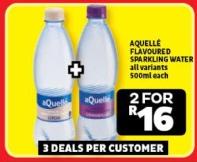 AQUELLE FLAVOURED SPARKLING WATER all variants 500ml