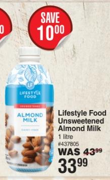 Lifestyle Food Unsweetened Almond Milk 1 litre