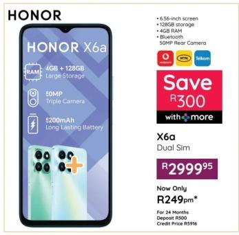 HONOR X6a Dual Sim, 6.56-inch screen, 128GB storage, 4GB RAM, Bluetooth, 50MP Rear Camera, 5200mAh Long Lasting Battery