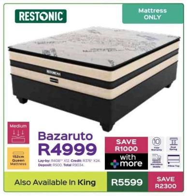 Restonic Bazaruto Medium 152cm Queen Mattress