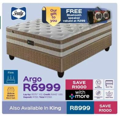 Sealy Argo Firm 152cm Queen Bed Set