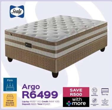 Sealy Argo Double Bed Set, 137cm, Firm