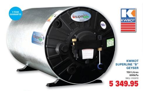 KWIKOT SUPERLINE 'B' GEYSER 150 Litres 600k 