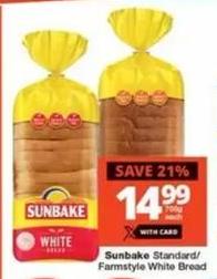 Sunbake Standard/Farmstyle White Bread 700g each