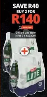 Castle Lite Beer NRB 2 x 6x330ml