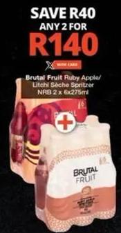 Brutal Fruit Ruby Apple/Litchi Sechlo Spritzer 2 x 6x275ml Any 2