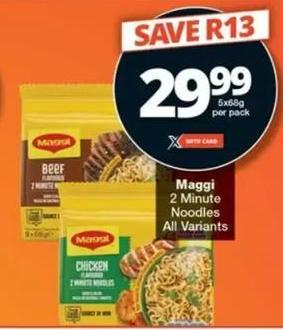 Maggi 2 Minute Noodles All Variants 5x68g pack 