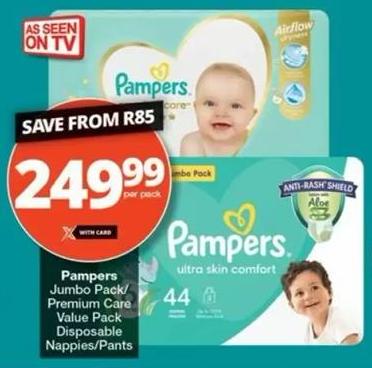 Pampers Jumbo Pack/Premium Care Value Pack Disposable Nappies/Pants Per Pack