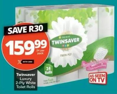 Twinsaver Luxury 2-Ply White Toilet Rolls 24 Rolls