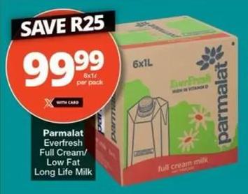 Parmalat Everfresh Full Cream/Low Fat Long Life Milk 6x1L