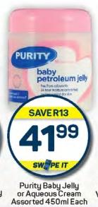 Purity Baby Jelly or Aqueous Cream Assorted 450ml Each