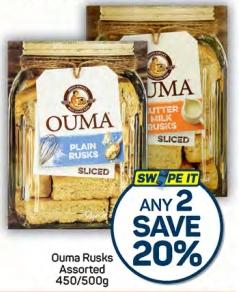 Any 2 Ouma Rusks Assorted 450/500g