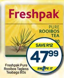 Freshpak Pure Rooibos Tagless Teabags 80s 