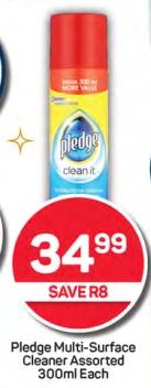 Pledge Multi-Surface Cleaner Assorted 300ml Each