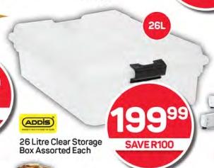 Addis 26 Litre Clear Storage Box Assorted Each