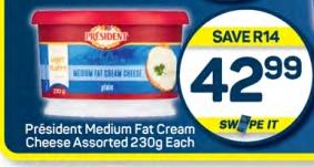 Président Medium Fat Cream Cheese Assorted 230g Each