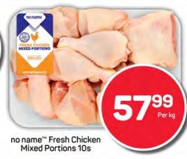 No Name Fresh Chicken Mixed Portions 10s 1kg