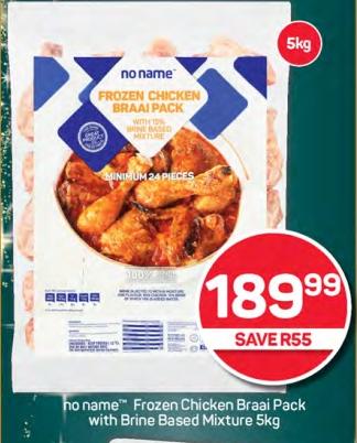 no name™ Frozen Chicken Braai Pack with Brine Based Mixture 5kg