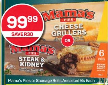 Mama's Pies or Sausage Rolls Assorted 6s Each