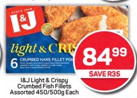 I&J Light & Crispy Crumbed Fish Fillets Assorted 450-500g Each