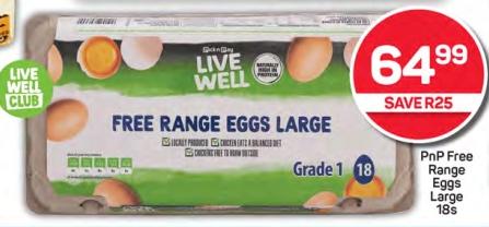 PnP Free Range Eggs Large 18s