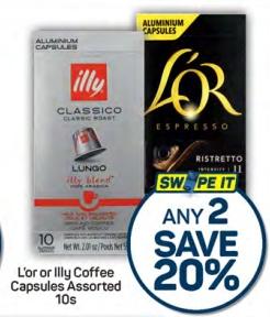 Any 2 L'or or Illy Coffee Capsules Assorted 10s