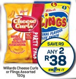 Any 2 Willards Cheese Curls Assorted or Flings 150g