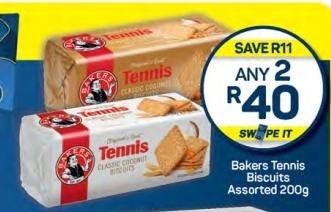 Any 2 Bakers Tennis Biscuits Assorted 200g