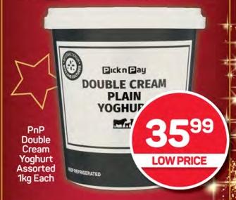 PnP Double Cream Yoghurt Assorted 1kg Each