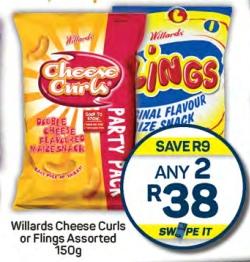 Willards Cheese Curls or Flings Assorted 150g Any 2