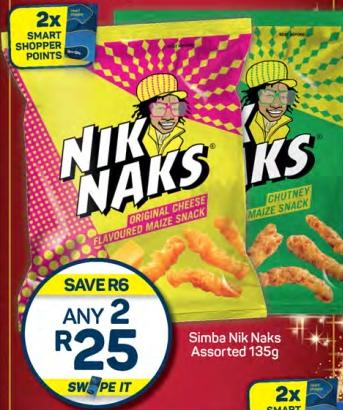 SIMBA Nik Naks Assorted 135gm Any 2