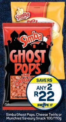 Simba Ghost Pops, Cheese Twirls or Munchiez Savoury Snack 100/110g Any 2