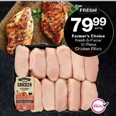 Farmer's Choice Fresh 6-Piece/12-Piece Chicken Fillets Per Kg